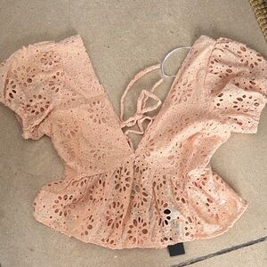 Lulu's Blush Eyelet Lace Blouse
